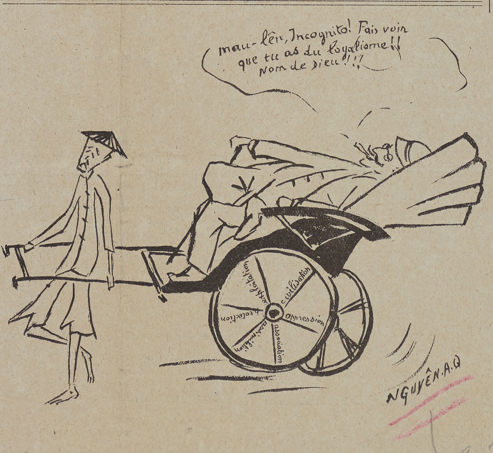 SLOTFOM V : Journal « Le Paria » (détail), numéro du 1er août 1922, dessin signé Nguyen Ai Quôc